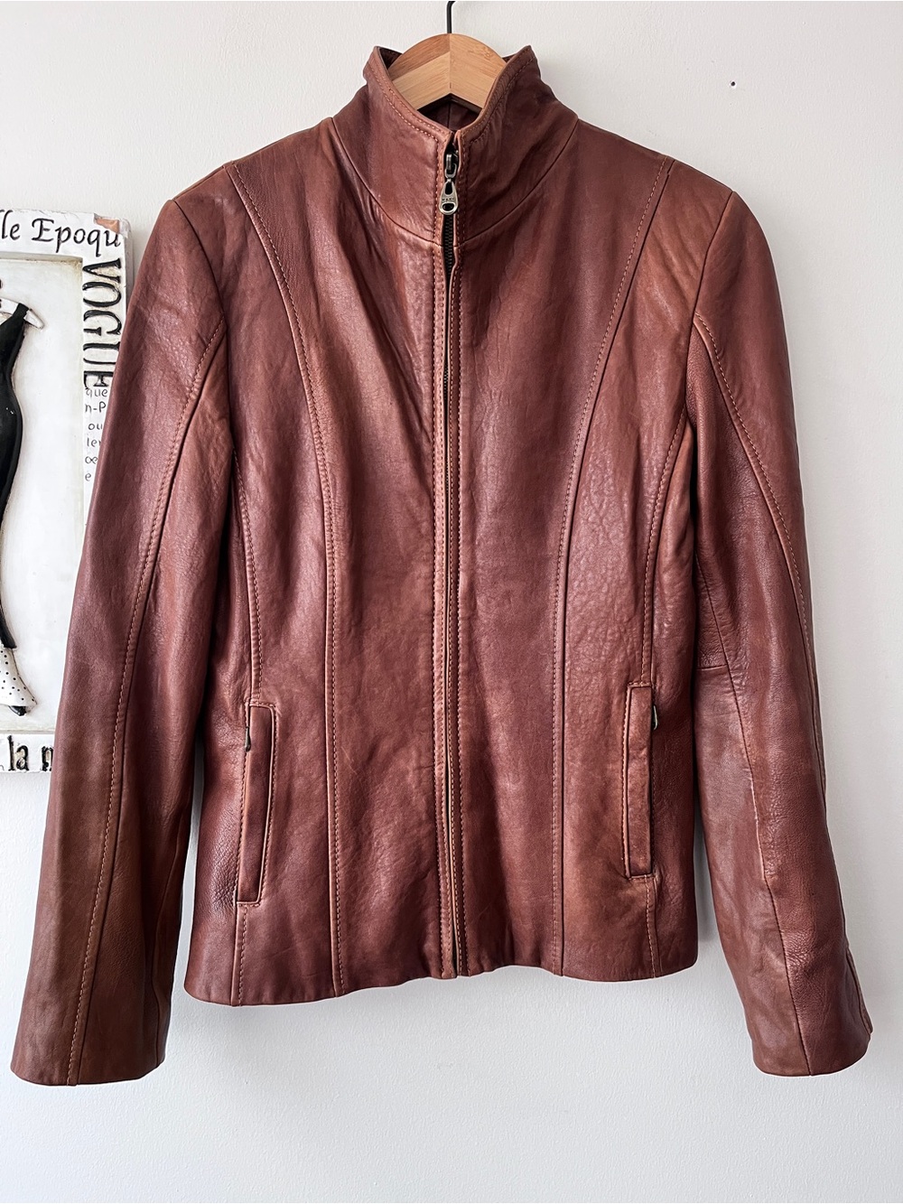 Marc New York Andrew Marc Brown Leather Zip-Front Women’s Jacket Size S